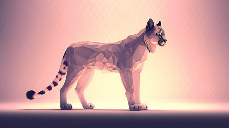 Low poly illustration of a big cat. Polygonal style.の素材
