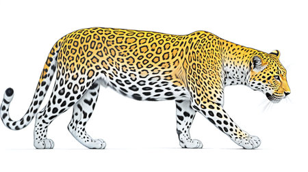 Leopard isolated on white background. illustration. Cartoon style.の素材