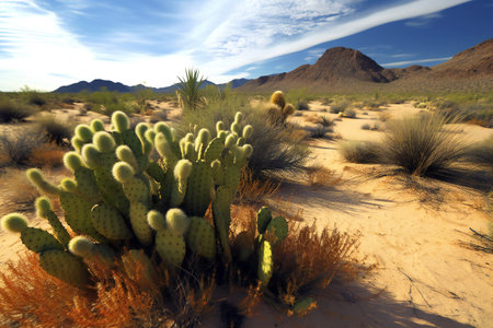 Cactuses in the Mojave Desert, California, USA.の素材