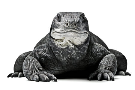 3D digital render of a Komodo dragon isolated on white backgroundの素材