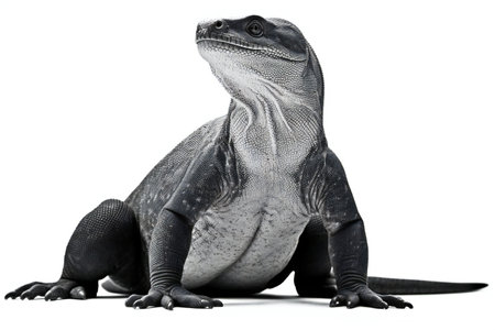 Iguana, Varanus salvator, in front of white backgroundの素材