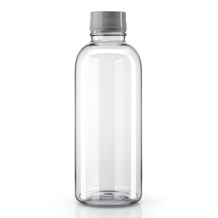 Empty plastic bottle isolated on white background. illustration. Mock up.の素材