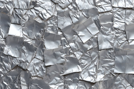 Crumpled aluminum foil texture. Abstract background and texture for design.の素材