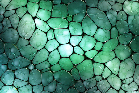 abstract background of green glass with cracks and holes, close-upの素材