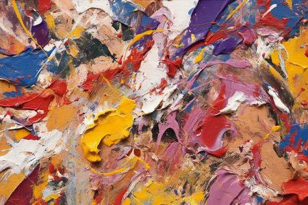 Paint palette close-up as background. Texture of oil paintの素材