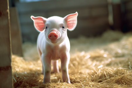 Cute little piglet on the farm. Selective focus.の素材