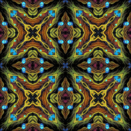 Kaleidoscopic wallpaper tiles. Background or textureの素材