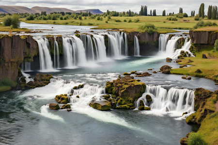The Godafoss waterfall, Iceland, Europeの素材