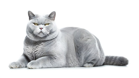 Beautiful gray british cat isolated on a white background.の素材