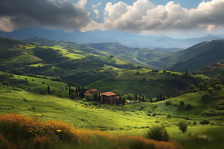 Beautiful landscape in Tuscany, Italy. Rural scene.の素材