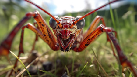Macro shot of a red locust (Ceratophus sp.)の素材