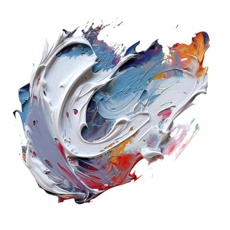 Abstract acrylic paint splash isolated on white background. Acrylic painting.の素材