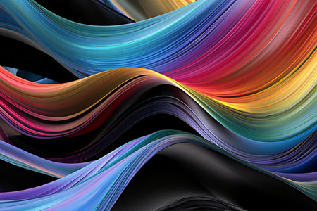 Abstract colorful background with wavy stripes.の素材
