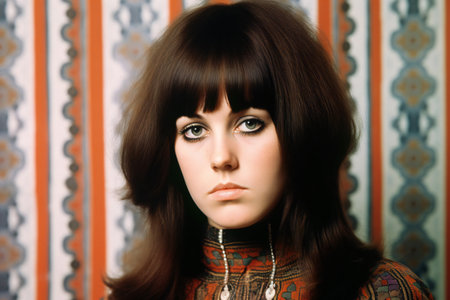 Portrait of a beautiful young woman with long hair and make-upの素材