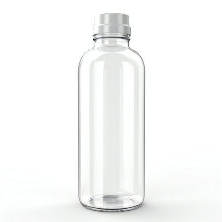 Empty glass bottle isolated on white background.の素材