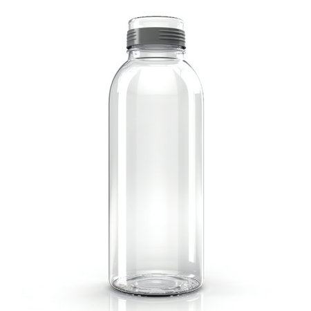 Empty glass bottle isolated on white background.の素材