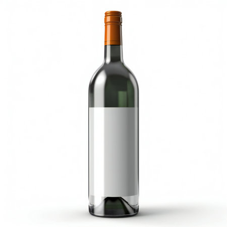 Wine bottle with blank label isolated on white background.の素材