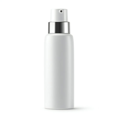 White cosmetic bottle isolated on white background.の素材