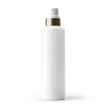Blank white cosmetic bottle on white background.の素材