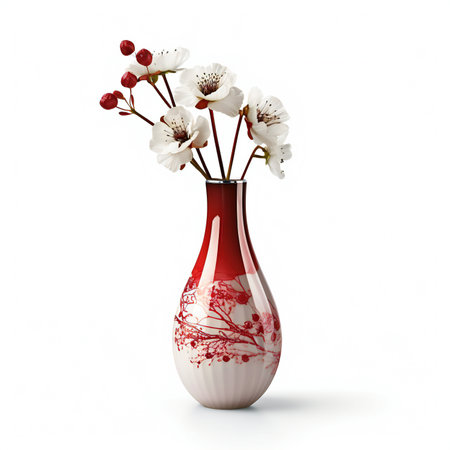 Vase with flowers isolated on white background.の素材