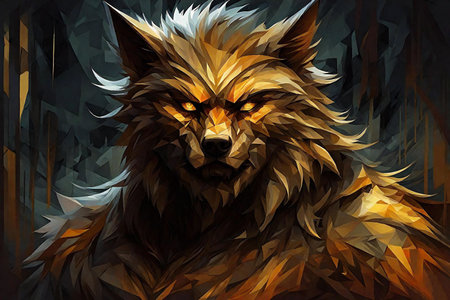 Digital painting of a wolf in the forest. Digital painting of a wolf.の素材