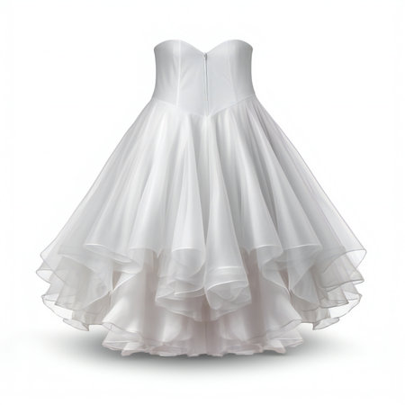 Wedding dress on a white background.の素材