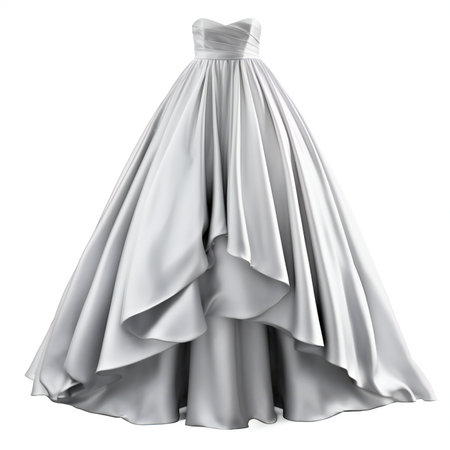 Wedding dress on a white background.の素材