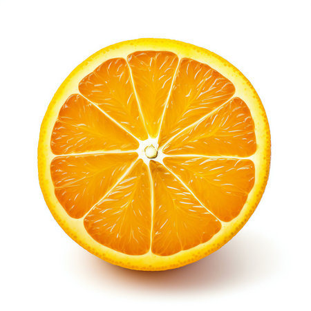 Slice of fresh orange isolated on white backgroundの素材