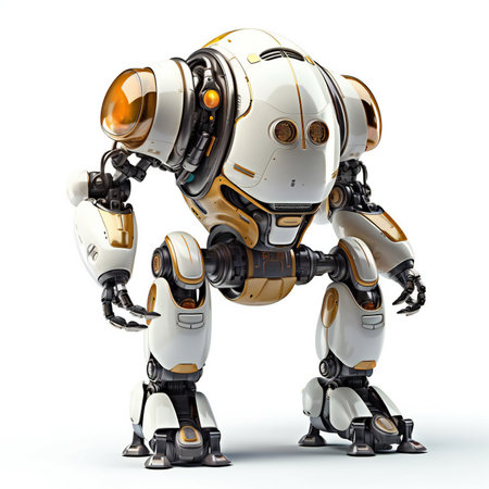 a robot isolated on white backgroundの素材