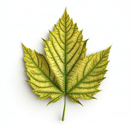 Autumn maple leaf isolated on white background.の素材