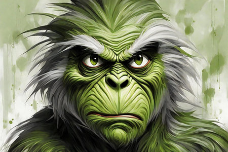 Angry gorilla with big eyes. illustration. Cartoon style.の素材