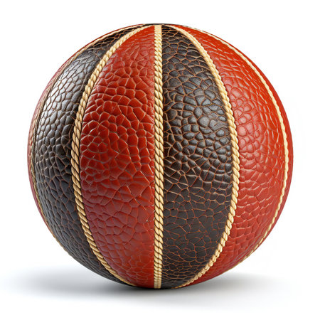 Vintage leather cricket ball isolated on white background.の素材