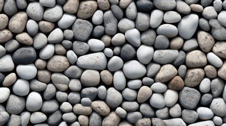 White pebbles background. Texture of pebble stones.の素材