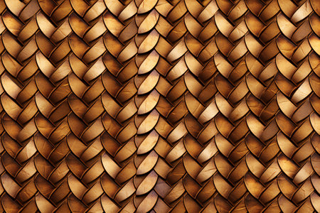 Abstract background of brown wicker weave pattern. Close-up.の素材
