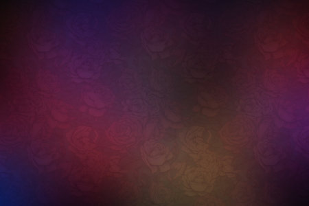 Purple and pink background with roses in the center.  Space for text.の素材