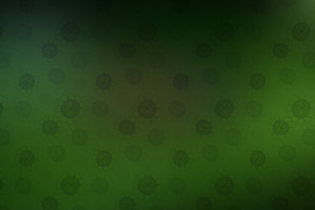 Green abstract background with virus, bacteria, spores, germs.の素材
