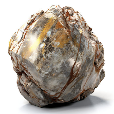 Fossilized agate on white background.の素材