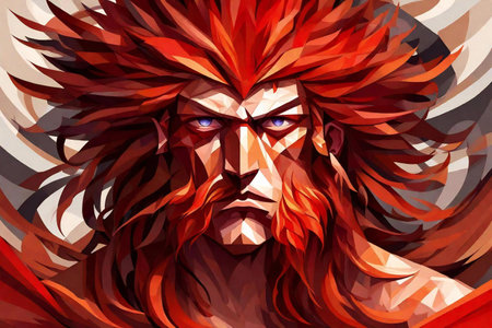 Lion head on abstract background. illustration for your design.の素材