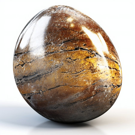 Easter egg with reflection on white background.の素材