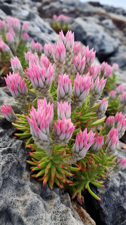 Flowering succulent plant on the island of Madeira, Portugalの素材
