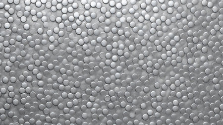 abstract background of gray and white polka dots on a metal surfaceの素材