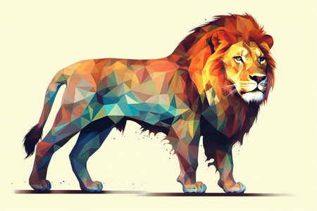 Lion in low poly style. illustration for your design.の素材