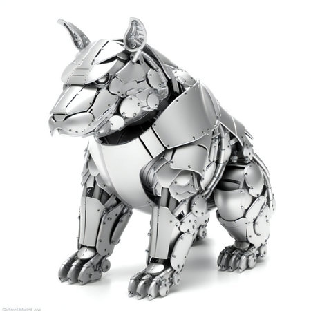 metal robot isolated on white backgroundの素材