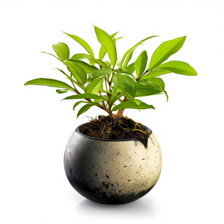 Ficus in a pot isolated on white backgroundの素材
