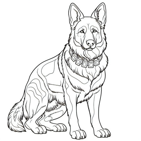 German Shepherd Dog. illustration of a dog with a collar.の素材
