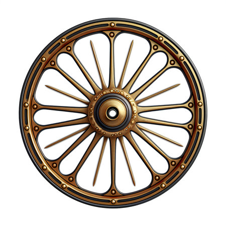 Vintage wheel isolated on white background.の素材