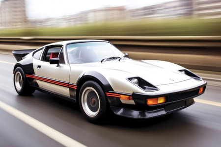 Sport car on the road with motion blur. Blurred background.の素材