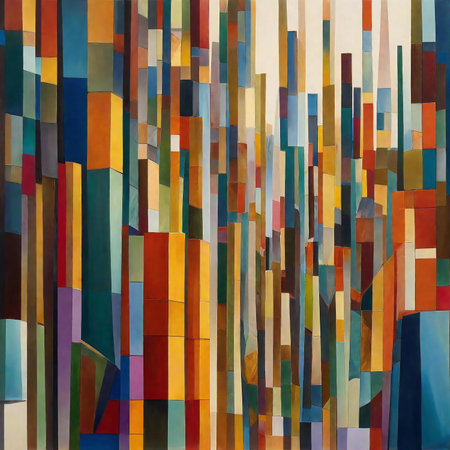 abstract background with colorful geometric shapes in the style of cubismの素材