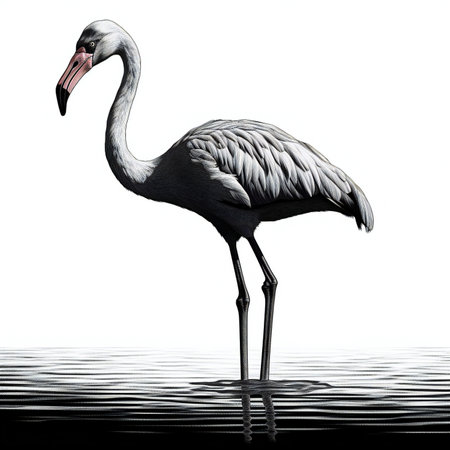 Flamingo isolated on white background. Digital painting.の素材