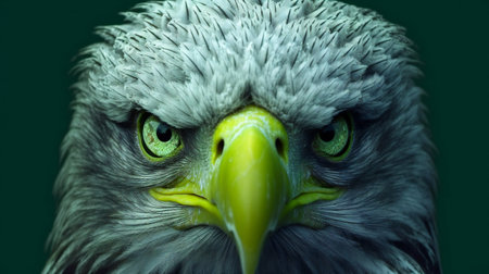 Portrait of a bald eagle on a dark background. Close-up.の素材